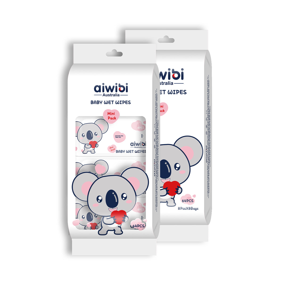 Portable Mini Baby Wet Wipe Pack 64Pcs (8Pcs, 8 Bags)